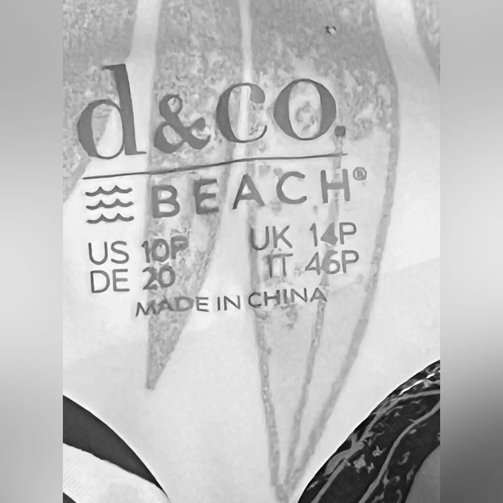 Denim & Co. Petite Swimsuit 10P Beach V-Neck Ruched Waist Tropical Crisscross